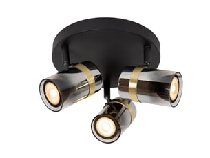 Plafonnier led diam 31cm 3xgu10 verre fumé - lucide - upton