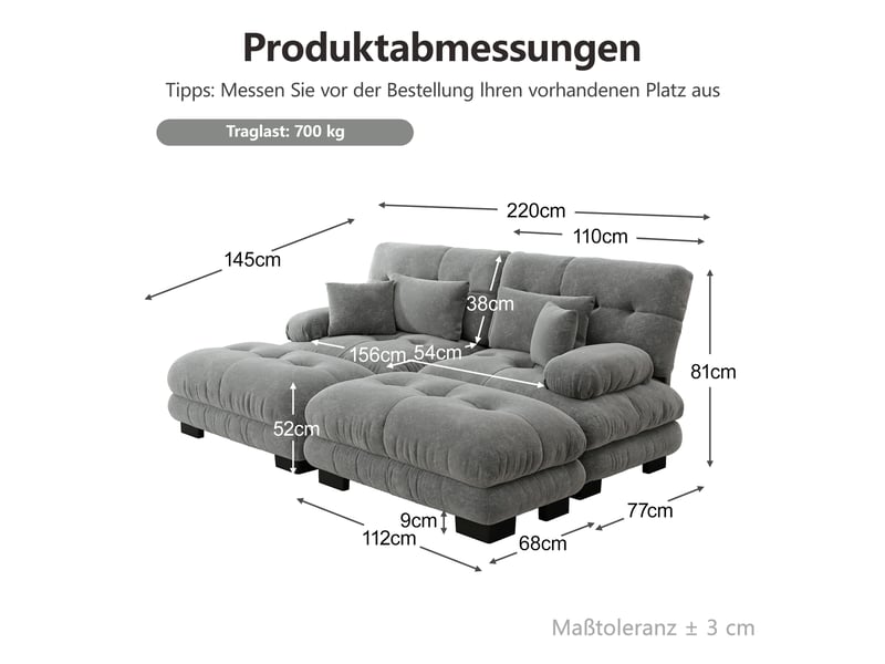  Canapé d'angle modulable - forme l - ottomans - coussins lombaires - tissu chenille - mobilier de salon - grand confort - gris CozyNest - Conforama D