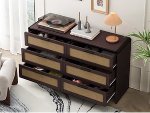 Commode 6 tiroir(s)    <strong>BGSRYAO</strong> <strong></strong> coloris bois foncé largeur 130 cm