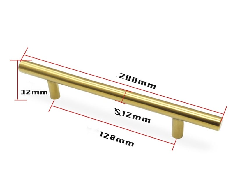  Lot de 10 poignées de cuisine en laiton 128 mm – entraxe, doré  - Conforama B
