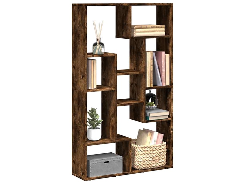 Bibliothèque, étagère de rangement chêne fumé 72x20x120,5 cm bois d'ingénierie - Conforama B