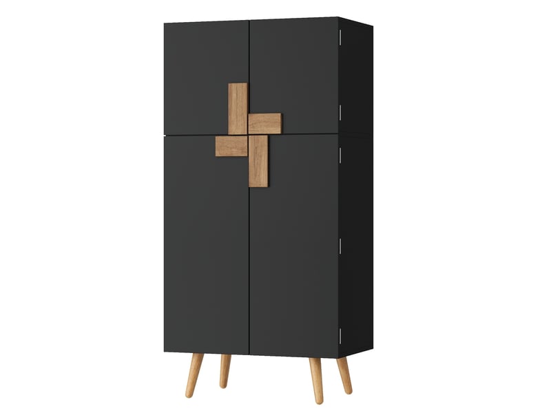 Armoire de cuisine 4 portes avec étagères réglables 60x35x120 cm mdf noir - Conforama A