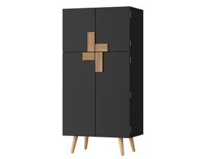 Armoire de cuisine 4 portes avec étagères réglables 60x35x120 cm mdf noir