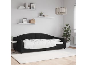 Lit adulte, lit simple, lit de repos sans matelas noir 100x200cm tissu cf19603