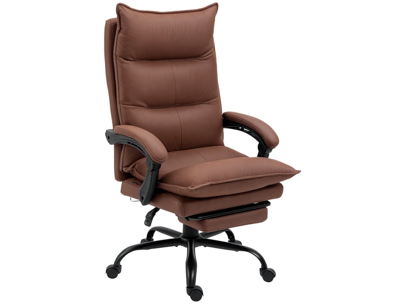 Fauteuil de bureau massant chauffant à hauteur réglable dossier inclinable 66x74x121.5 cm marron - Conforama E