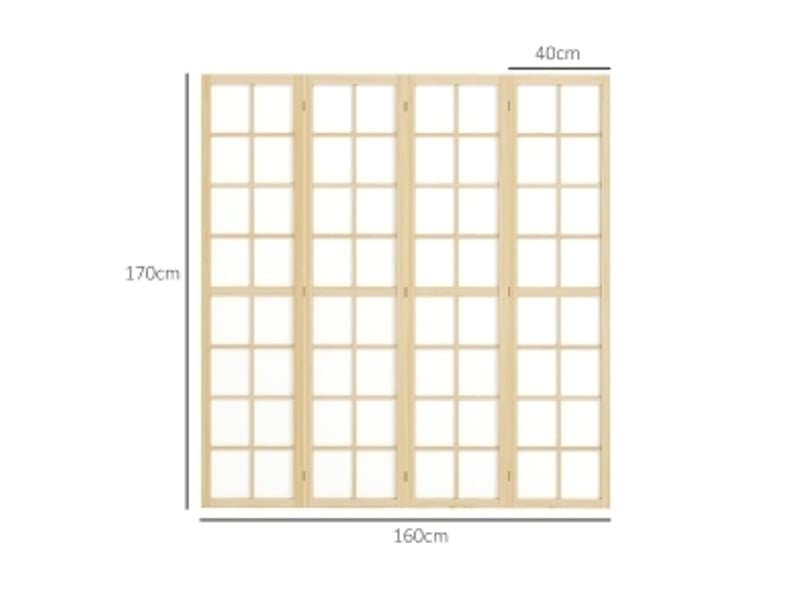  Paravent intérieur 4 panneaux 160 x 170 cm – bois naturel – pliable, séparateur d'espace et intimité  - Conforama C