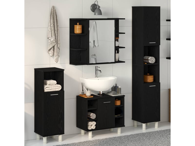 Ensemble de mobilier de salle de bain 4 pièces noir cf64557 - Conforama B