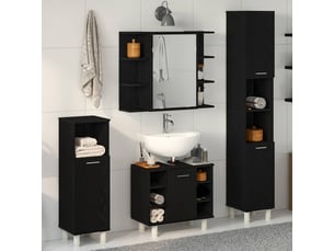 Ensemble de mobilier de salle de bain 4 pièces noir cf64557