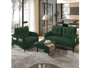 Canapé droit fixe 4 places Velours côtelé vert