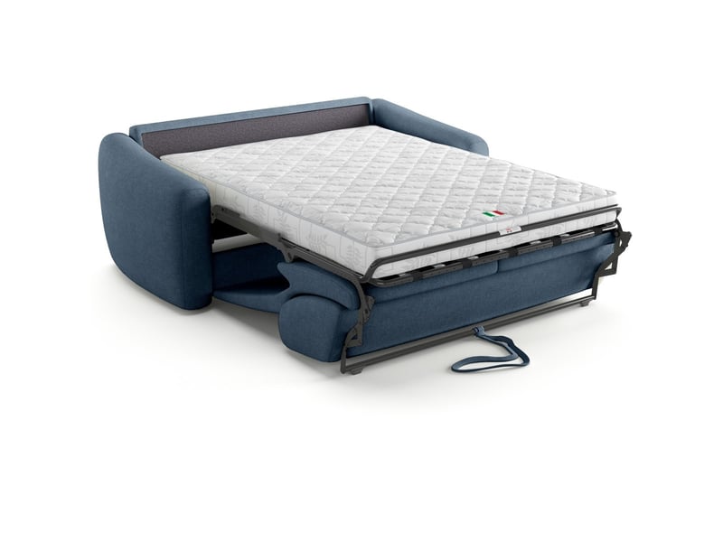  Canapé droit convertible 3 places en tissu chenille bleu foncé - ouverture express - suzie Suzie - Conforama E
