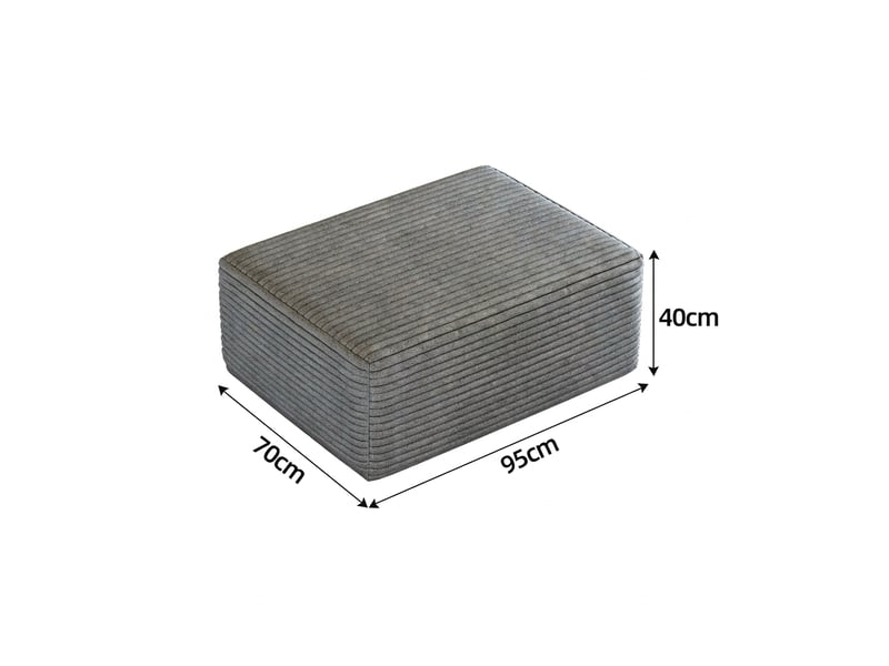  Ottoman gris en velours côtelé, module rembourré 70 x 95 x 40 cm  - Conforama C
