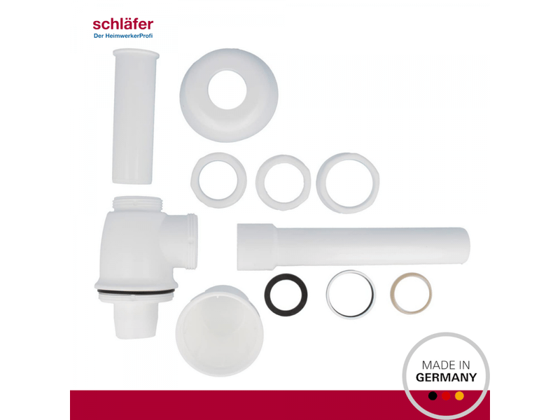 Siphon universel 4396101 schläfer pour lavabo de salle de bain et de cuisine, drain d'évier en polypropylène, raccord g 1 14, tuyau de - Conforama E