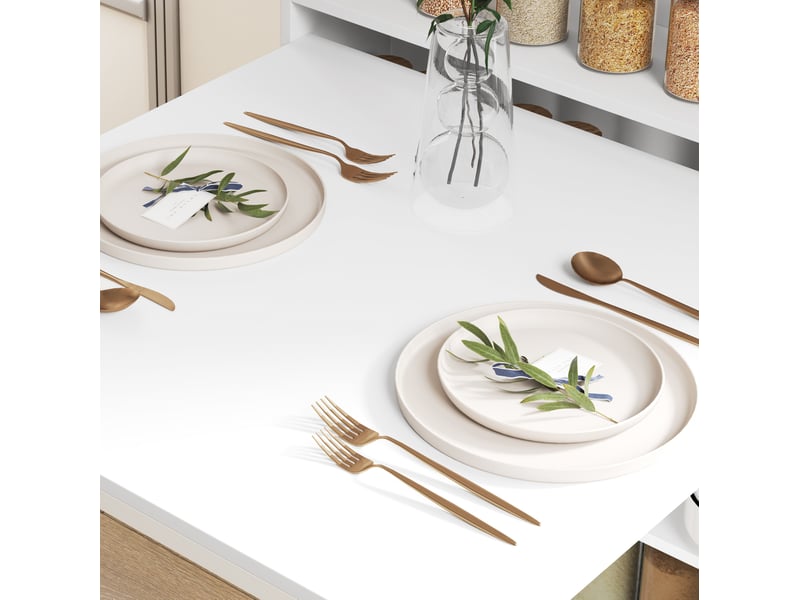  Table à manger pliante 90x80x93 cm avec rangements mdf blanc  - Conforama C
