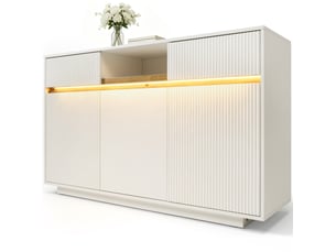 Buffet 3 porte(s)  2 tiroir(s) MEUBLIV  - 140 cm coloris blanc 