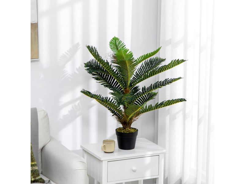 Palmier artificiel vert avec 18 feuilles et pot inclus, pour l'intérieur, hauteur 85 cm.  - Conforama C