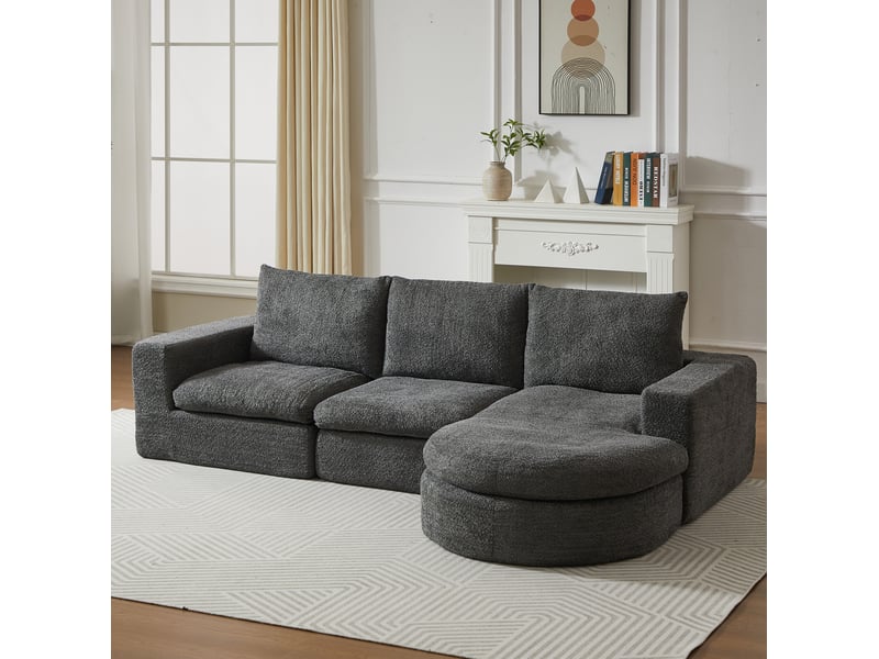  Canapé d'angle modulable 3 places avec méridienne réversible 250x160 cm evryae  - Conforama D