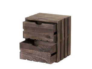 Commode hwc-c62, 2 tiroirs, 36x32x26cm - brun shabby