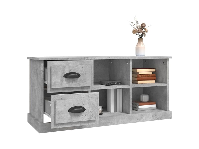  Meuble tv - banc tv - meuble de rangement gris béton 102x35,5x47,5 cm bois d'ingénierie  - Conforama E