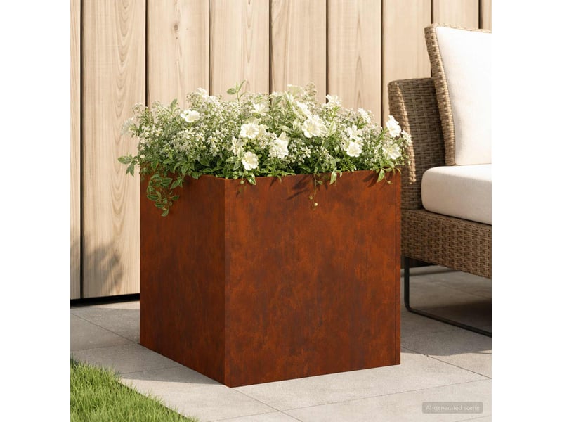 Jardinière - cache-pot de jardin rouillé 25 x 25 x 25 cm acier patiné - Conforama B