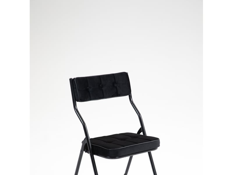  Lot de 2 chaises pliantes de salle à manger en velours noir  - Conforama A