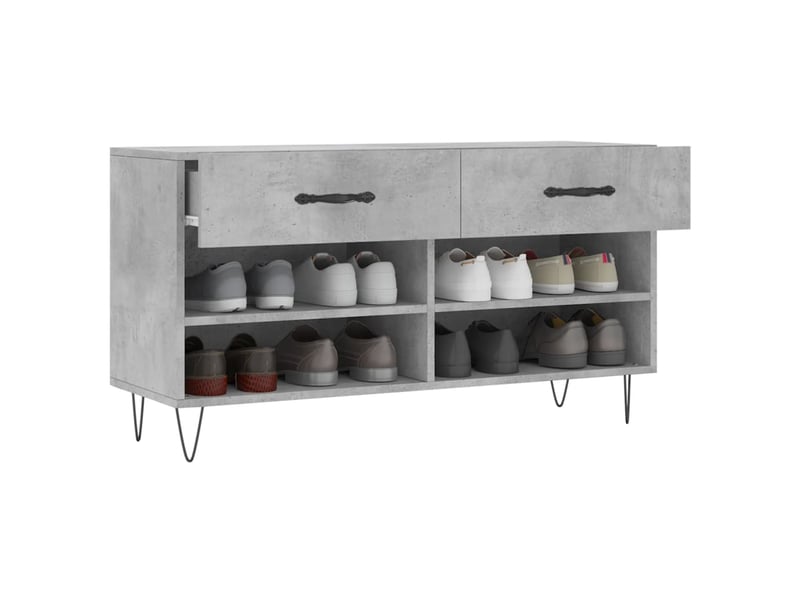  Banc à chaussures, meuble à chaussures gris béton 102x35x55 cm bois d'ingénierie shl5700  - Conforama D