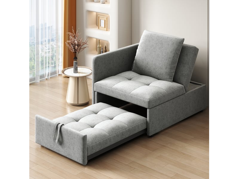  Canapé convertible modenvie 3 en 1 gris en tissu de lin dossier réglable 177 x 68 x 65 cm  - Conforama D