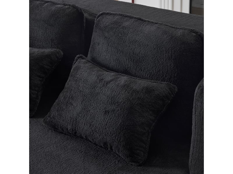  Canapé droit convertible ,2 places ,avec 4 coussins,aucun assemblage requis,198 x 60 x 70 cm,noir  - Conforama E