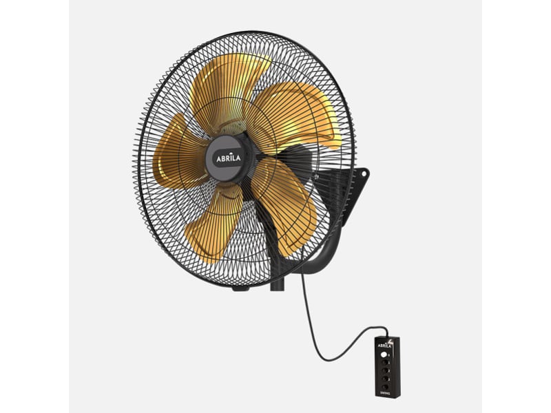  Ventilateur mural industriel fabrilamp velero 209 w noir or 3 vitesses ø 50 cm orientable 257361116 - Conforama A