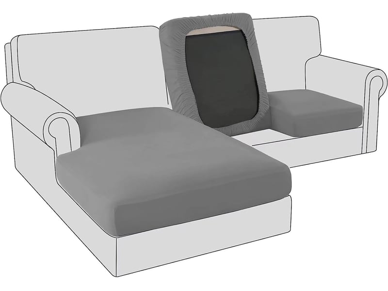  Housse de coussin de siège de canapé en velours extensible – 1 place, gris foncé  - Conforama A