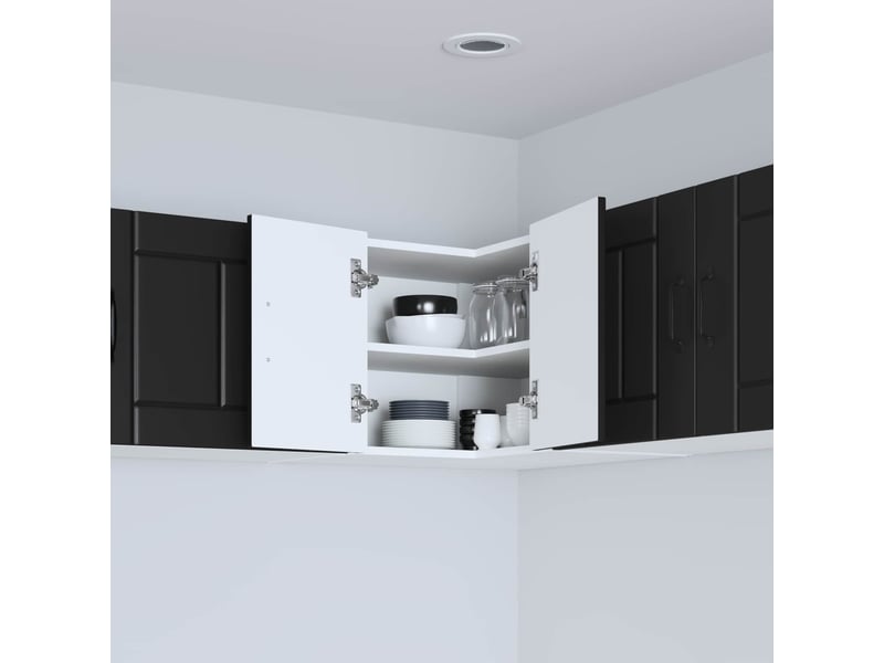 Meuble mural de cuisine, armoire d'angle cuisine lucca noir 57x57x40cm  - Conforama C