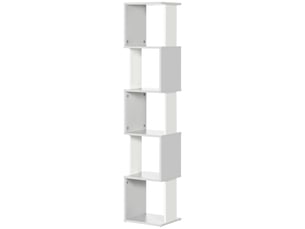 Bibliothèque en forme de s 5 étagères 33x28x161 cm blanc et gris
