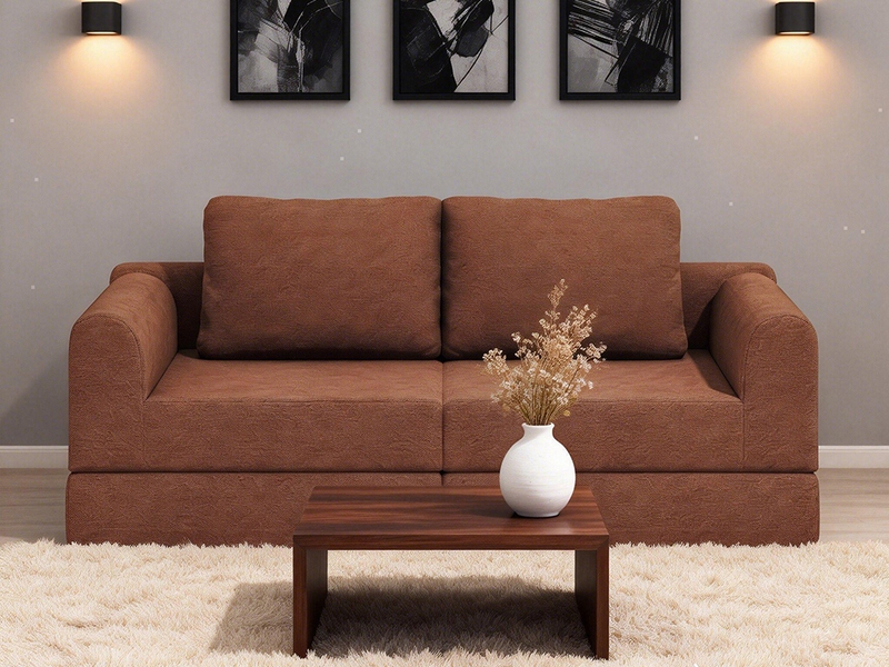 Canapé-lit pliable avec dossier multifonctionnel en mousse à mémoire de forme, tapis de sol portable, marron  - Conforama B