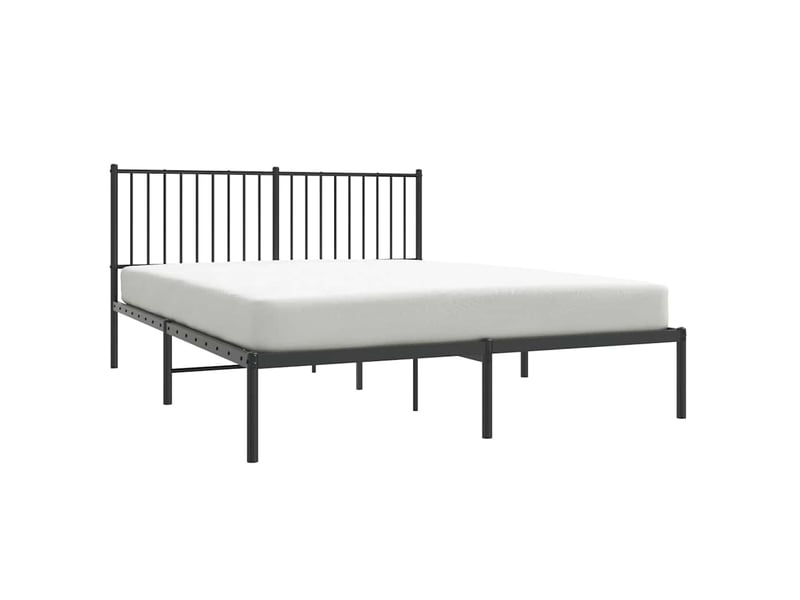  Lit double- lit adulte -  cadre de lit métal sans matelas avec tête de lit noir 150x200cm  - Conforama D