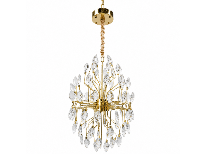  Lustre en cristal feuilles dorées a – éclairage 3 couleurs ASLED-522 - Conforama A