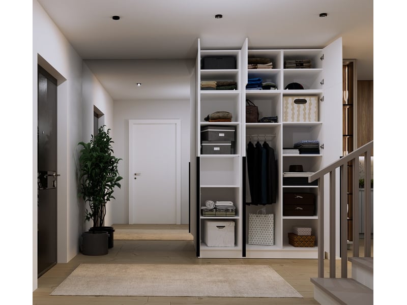  Senso 3d - armoire haute avec rehausse - portes, étagères - 150x250x56,5 cm - blanc  - Conforama C