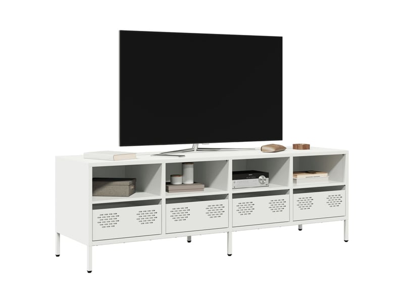  Meuble tv - banc tv - meuble de rangement blanc 135x39x43,5 cm acier laminé à froid  - Conforama B