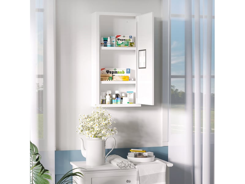  Armoire à pharmacie murale 30 x 12 x 60 cm blanche en acier, 3 compartiments avec fermeture magnétique  - Conforama B