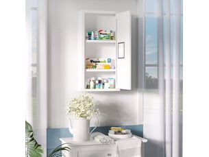 Armoire à pharmacie murale 30 x 12 x 60 cm blanche en acier, 3 compartiments avec fermeture magnétique