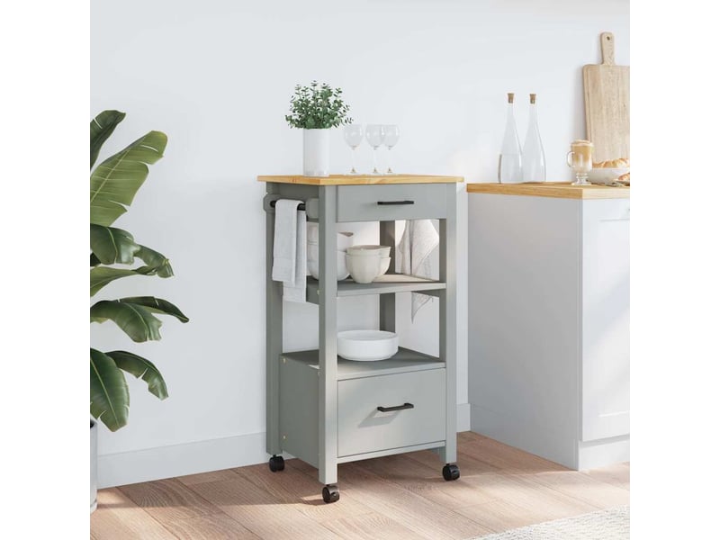  Desserte de cuisine, chariot de rangement monza 48x40x88,5 cm bois massif de pin shl29983  - Conforama C