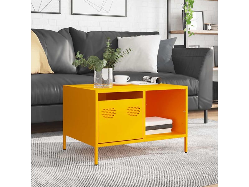 Table basse - table de salon - table à thé jaune moutarde 68,5x50x43,5 cm acier laminé à froid  - Conforama C