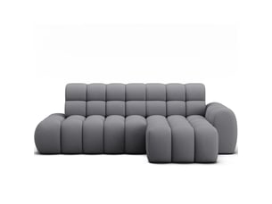 Canapé d'angle convertible bulla 3 places gris angle droit – tissu nid d'abeille avec extension d'assise électrique