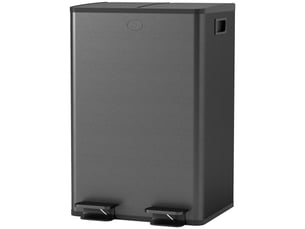 Poubelle de tri sélectif 2 x 28 l à pédale acier noir 45,8 x 36 x 67,6 cm