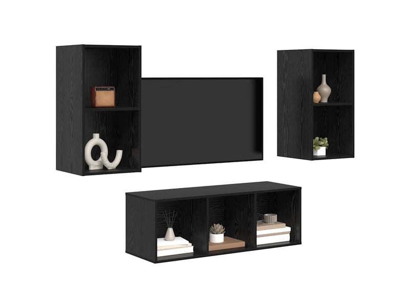  Ensemble meuble tv - banc tv - meuble de rangement 3 pcs chêne noir bois d'ingénierie  - Conforama C
