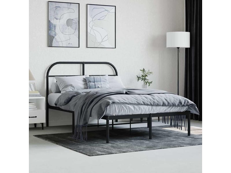  Lit double- lit adulte -  cadre de lit métal sans matelas avec tête de lit noir 120x190cm  - Conforama C