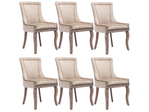 Lot de 6 chaises de salle à manger capitonnées à clous en velours beige 55x61x91 cm