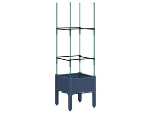 Jardinière - bac à fleurs avec treillis bleu gris 40x40x142,5 cm pp