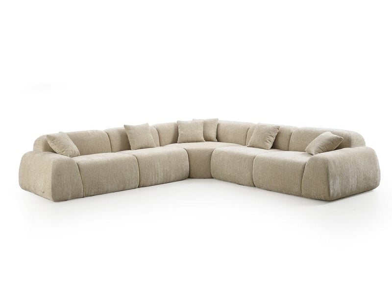  Canapé d'angle réversible 6 places en velours chiné taupe ramiro S384-2A2-TAU - Conforama D