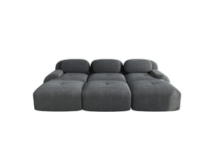 Canapé modulable 3 places avec 3 ottomans - velours côtelé gris, prêt à poser, accoudoirs larges, canapé home cinéma