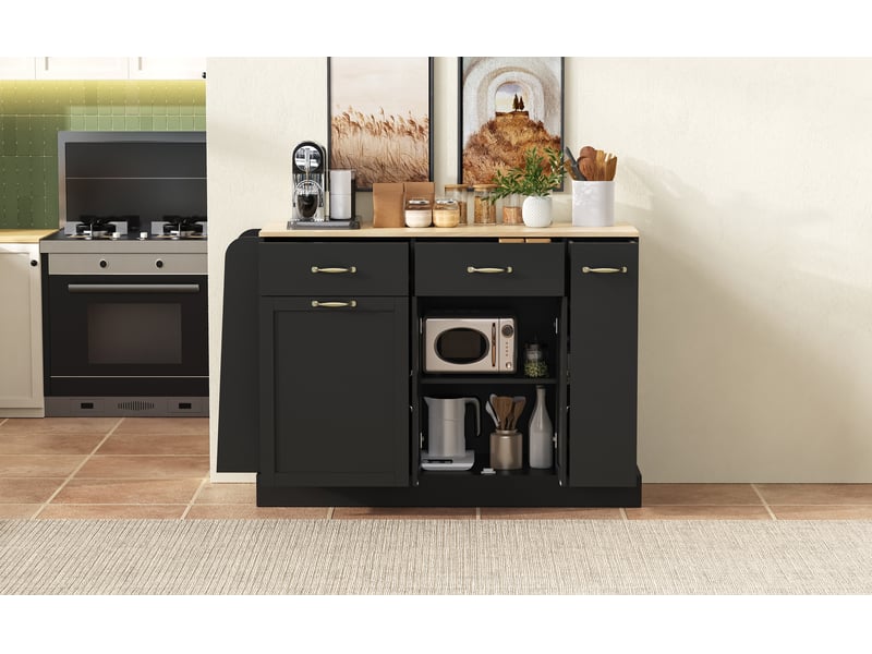  Buffet noir moderne - tiroirs variés, porte-épices externe - cuisinesalonsalle à manger  - Conforama C