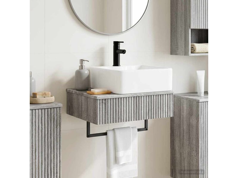  Basin de lavage mural, lavabo sonoma gris 53x35x39 cm  - Conforama B